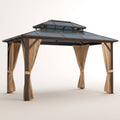 Hardtop Gazebo Built for Year-Round Use, 12x10 Aluminum Frame, Polycarbonate Double Roof, Mosquito Netting