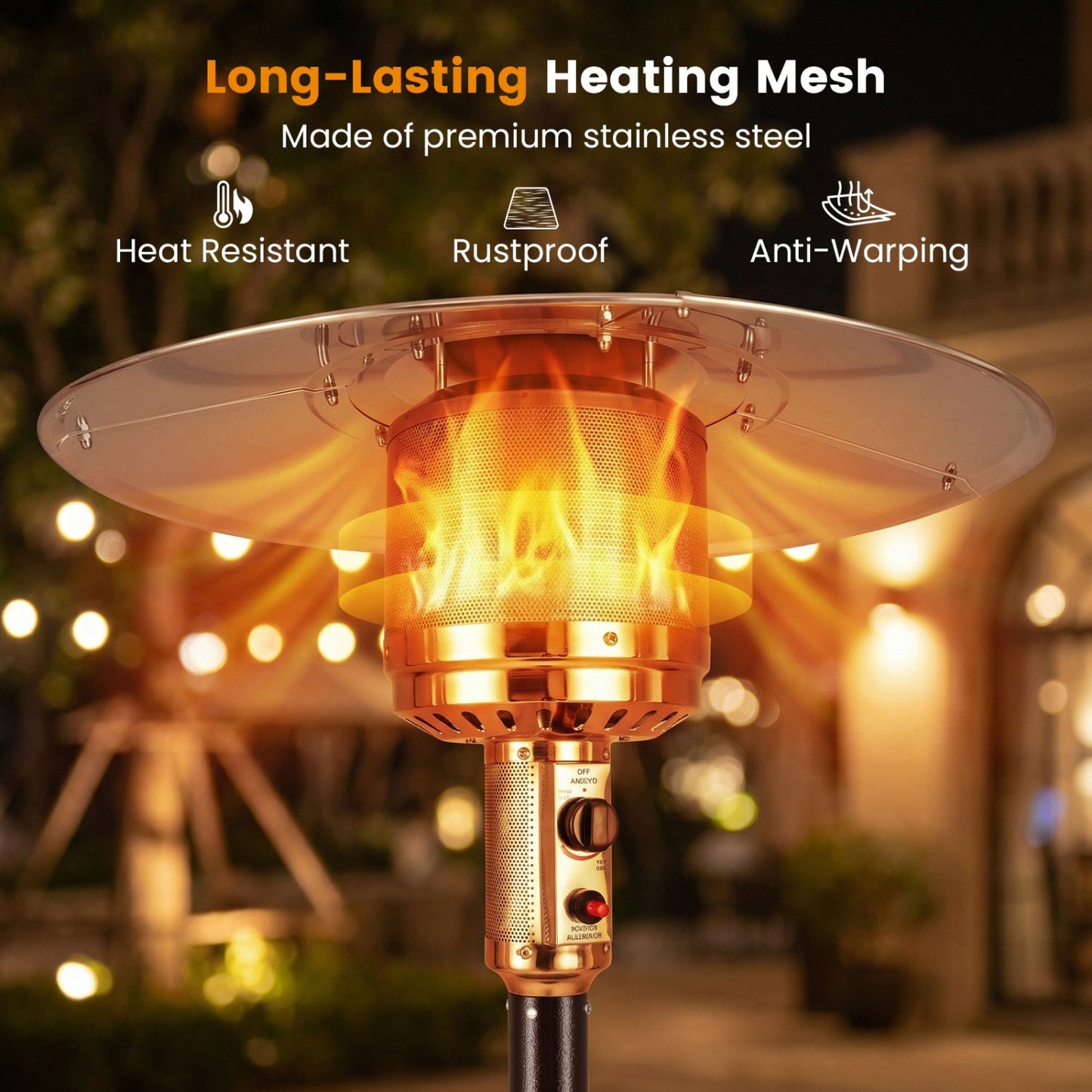 50 000 BTU Patio Propane Gas Heater with Stainless Steel Burner