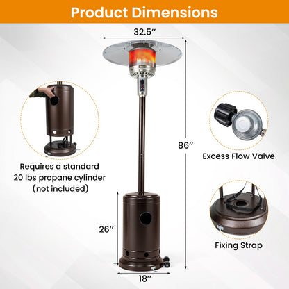 50 000 BTU Patio Propane Gas Heater with Stainless Steel Burner