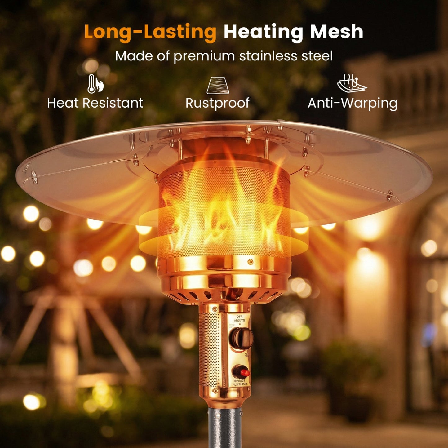 50 000 BTU Patio Propane Gas Heater with Stainless Steel Burner