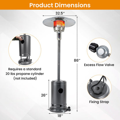 50 000 BTU Patio Propane Gas Heater with Stainless Steel Burner