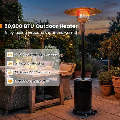 50 000 BTU Patio Propane Gas Heater with Stainless Steel Burner