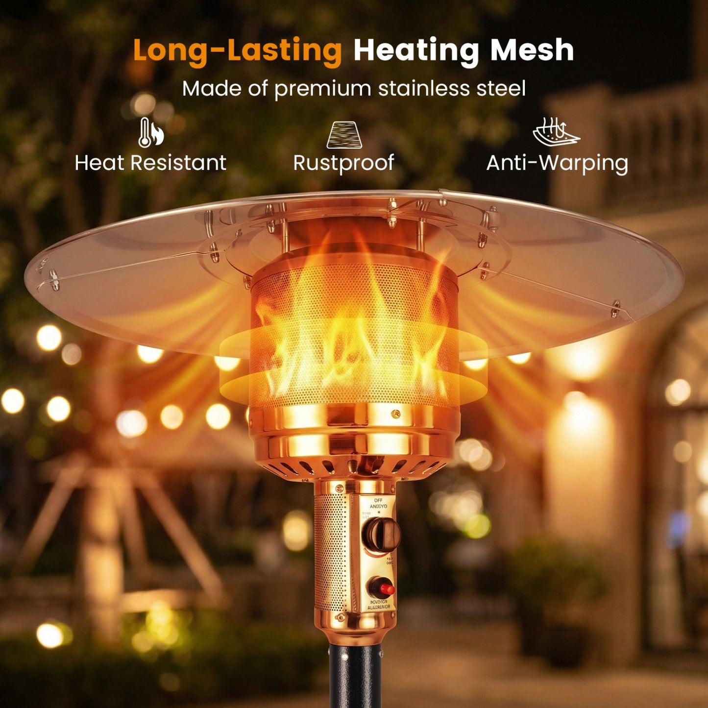 50 000 BTU Patio Propane Gas Heater with Stainless Steel Burner