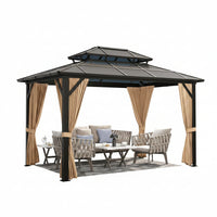 Hardtop Gazebo Built for Year-Round Use, 12x10 Aluminum Frame, Polycarbonate Double Roof, Mosquito Netting