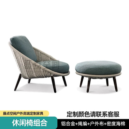 Scandinavian Corner Teak Rainproof Rattan Furniture