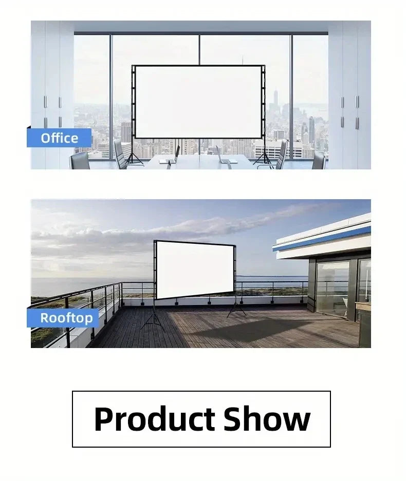 Double triangular bracket projection screen, more stable and not afraid of wind, easy to install, with storage bag