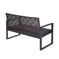4-Piece Wicker Patio Conversation Set with Cushion, Outdoor Patio Furniture Set with Wood Table Top-Grey Cushions