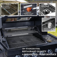 Outdoor Kitchen Island Built for Backyard Gatherings, 104 Inch Gas Grill, Built-in Refrigerator, Granite Top