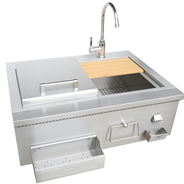 Kokomo 30" Built-In Bartender Cocktail Station With Sink Bottle Opener and Ice Chest  Backyard  Brillance